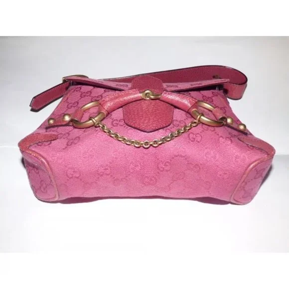 Gucci pink Guccissima leather Horse-bit chain saddle bag - Picture 5 of 11